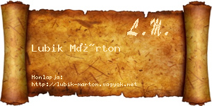Lubik Márton névjegykártya